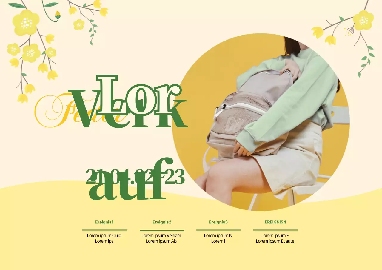 Gelb-Grünes Foto-Highlight Gepflegte Frühlingstaschen Werben Sie für eine Verkaufsveranstaltung