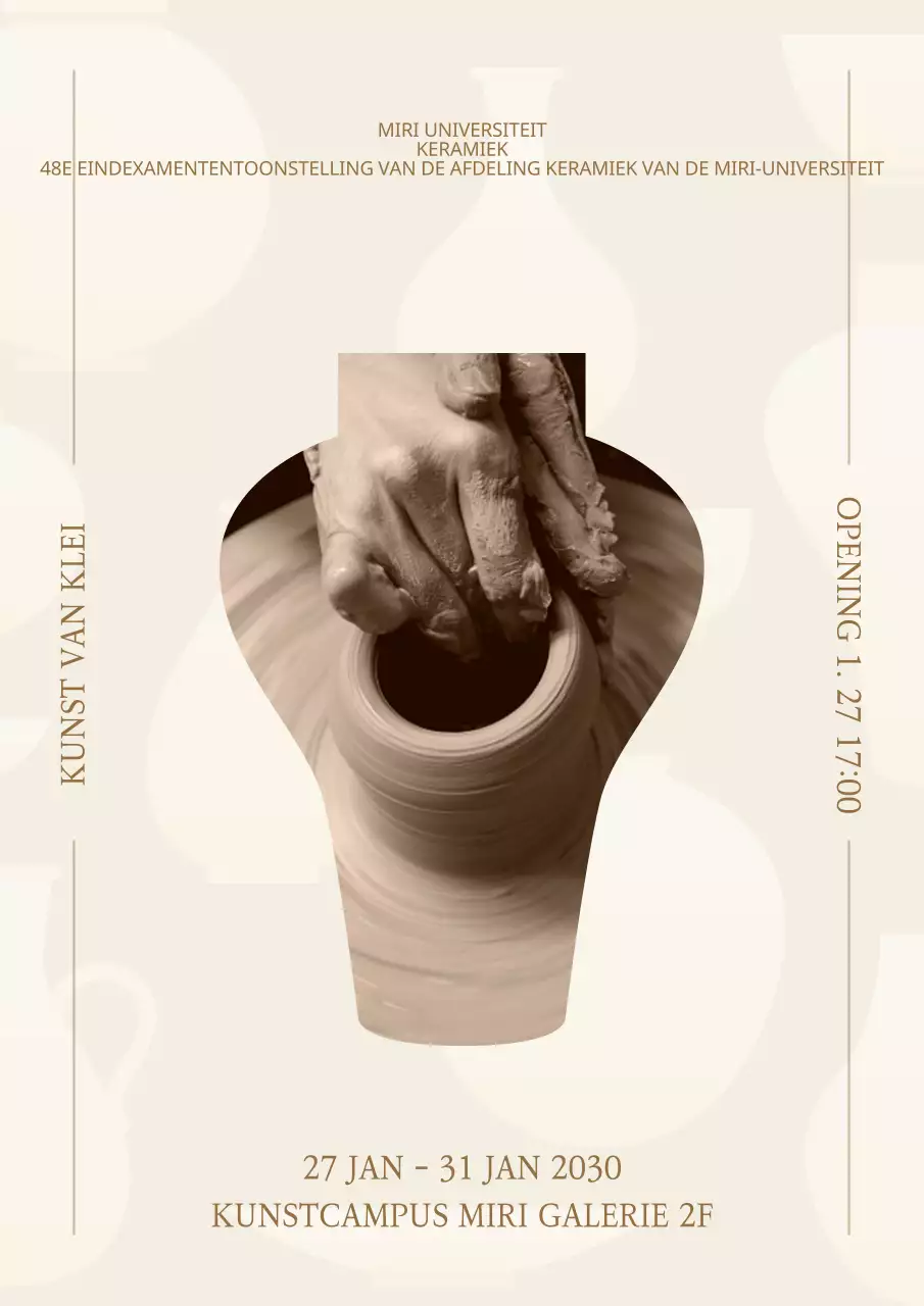 Silhouet keramiek Tentoonstellingsaffiche afstuderen afdeling keramiek
