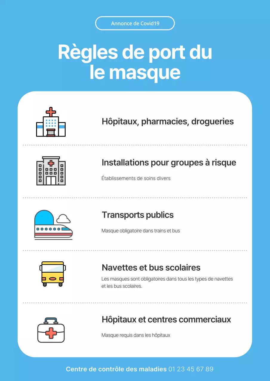 Masque bleu clair annonce simple COVID-19