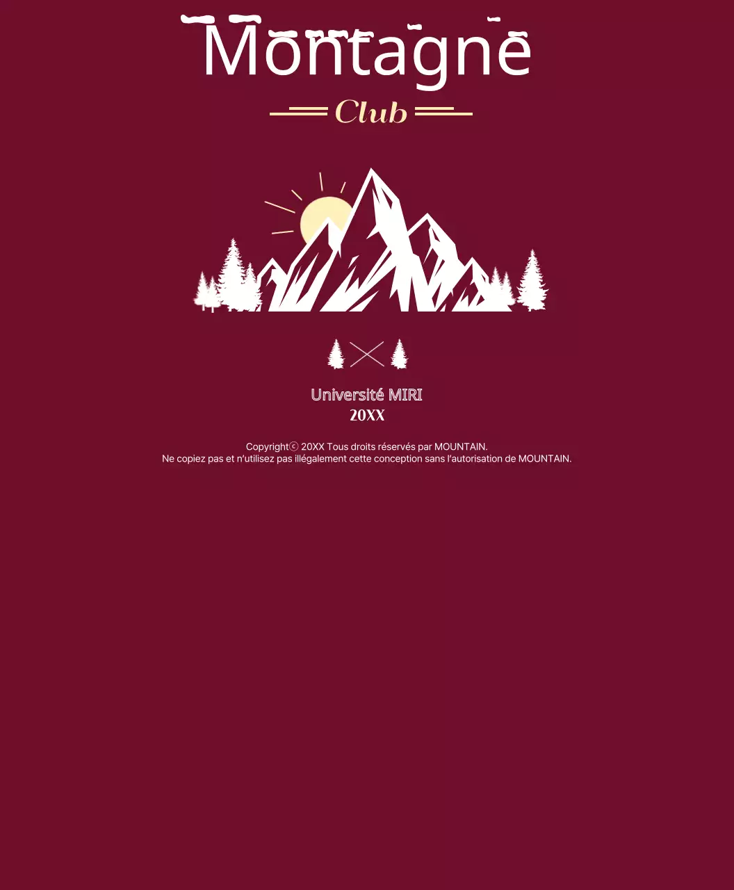 T-shirt de l'équipe du club d'alpinisme avec montagnes et soleil