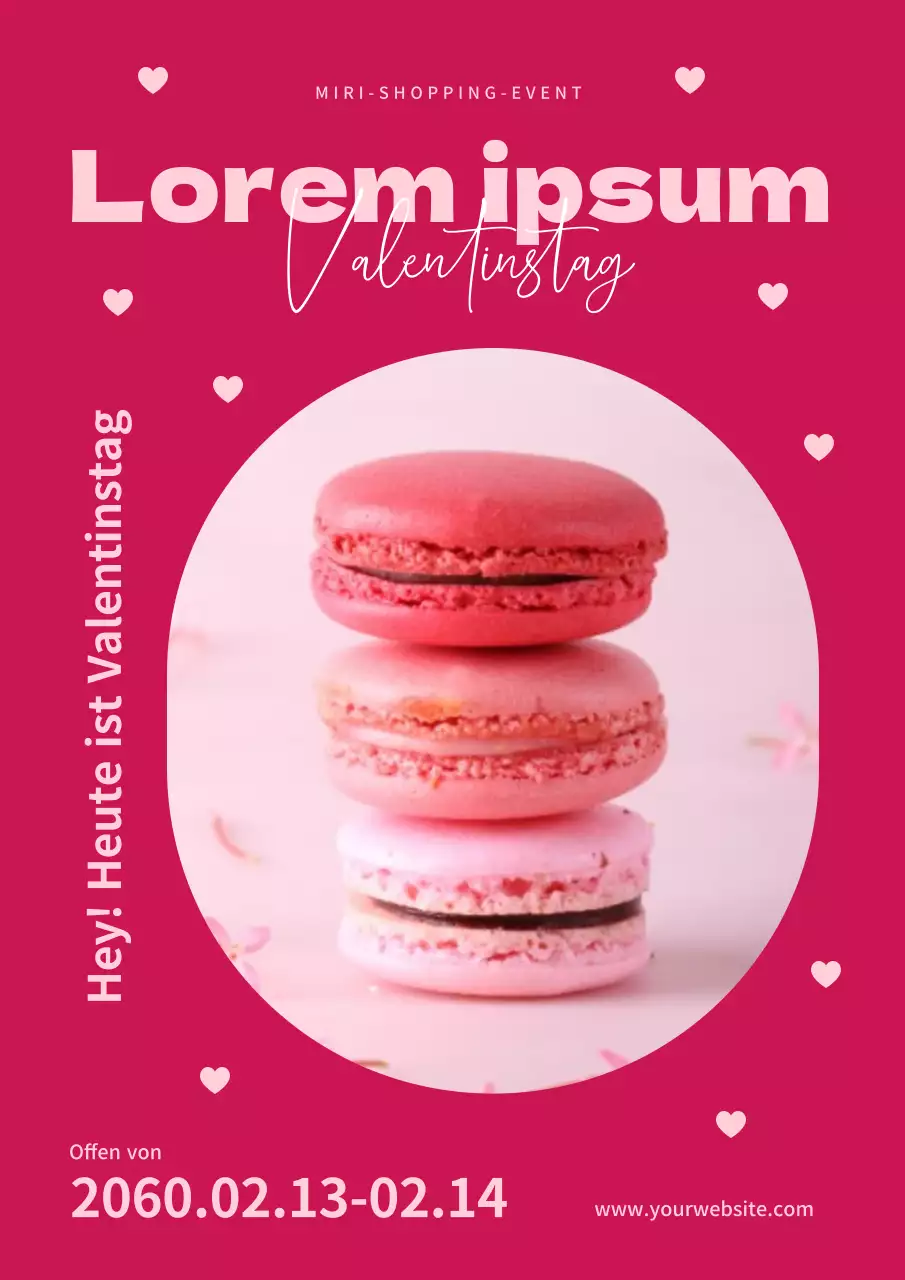 Macaron-Poster zum Valentinstag in Rosa und Pflaume