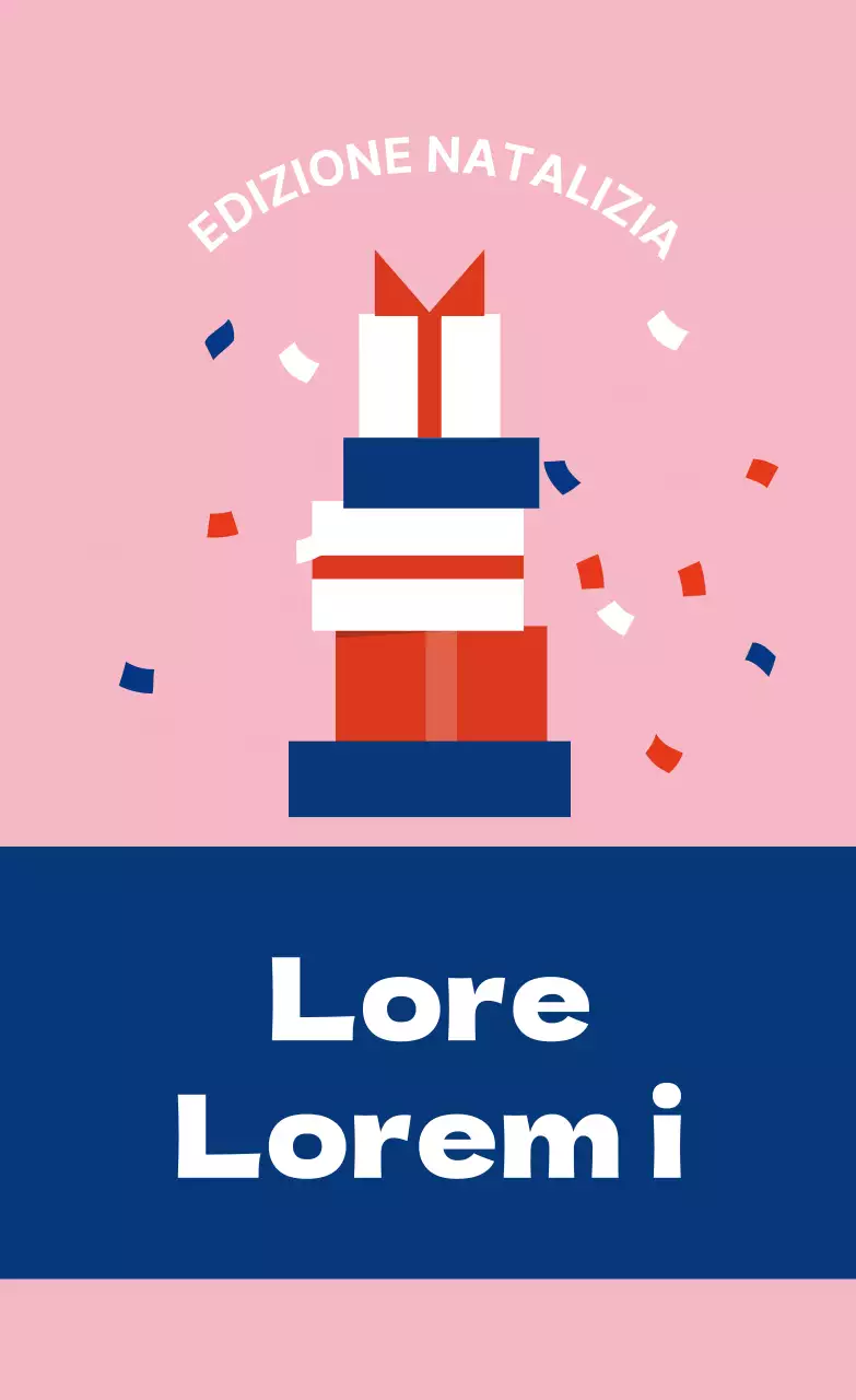 Etichette regalo natalizie illustrate blu rosa rosso