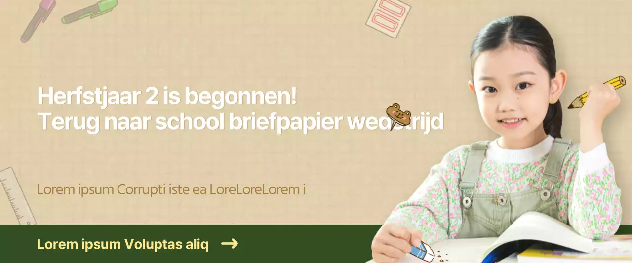 Groen en bruin back-to-school briefpapier uitverkoop