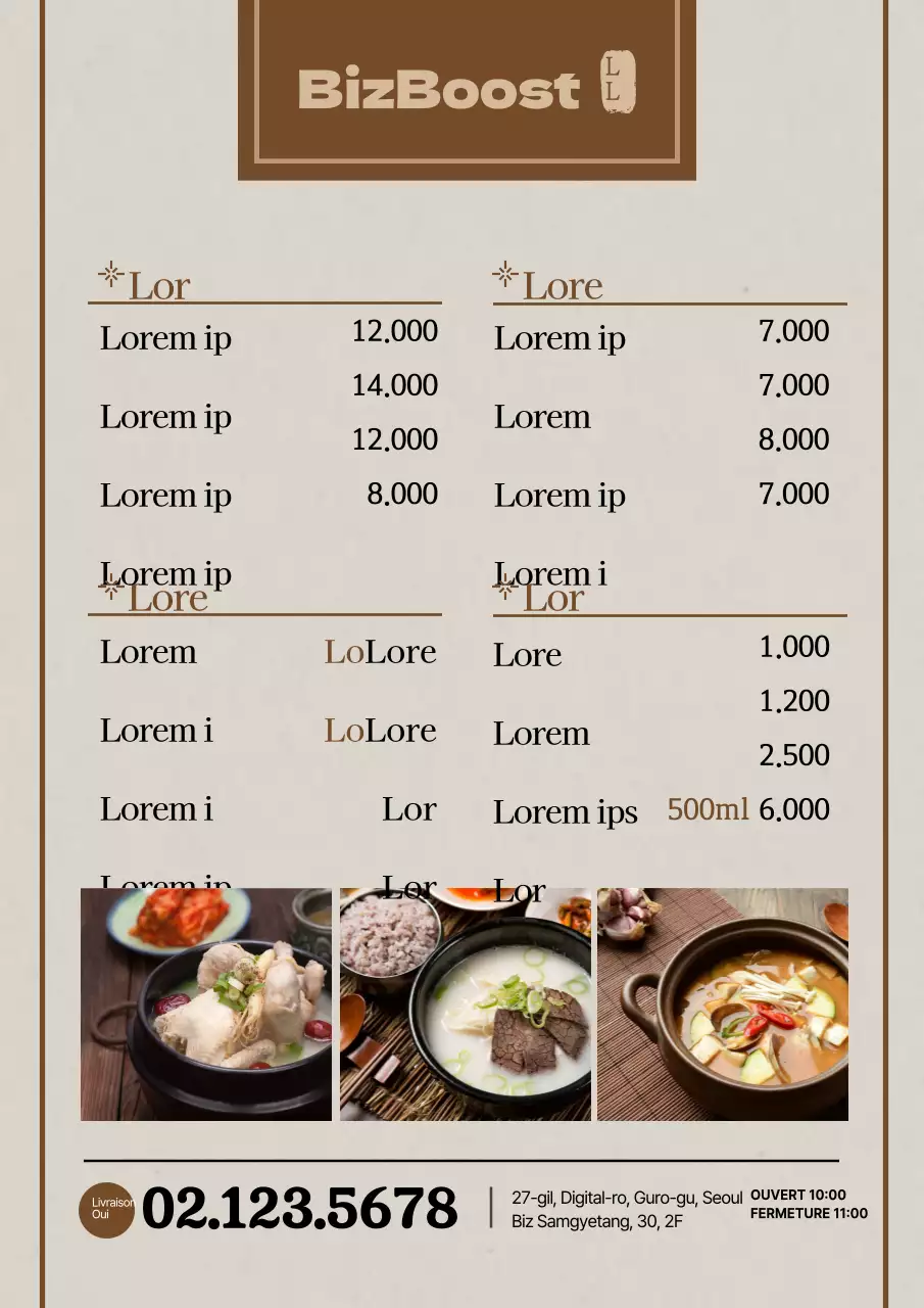 Menu de ce restaurant de hotpot shabu-shabu haut de gamme