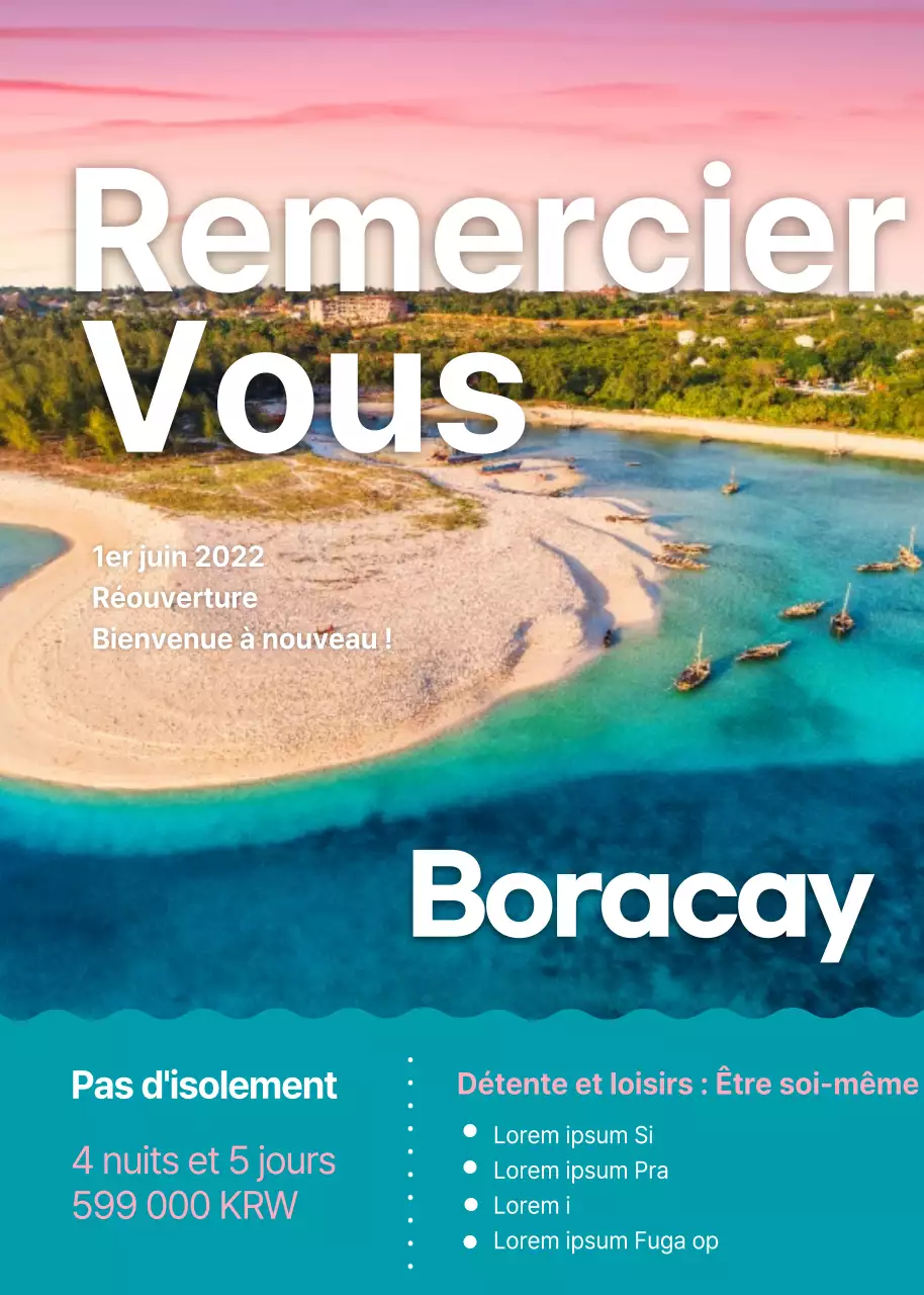 Événement et promotion des billets de voyage pour Boracay en rose et bleu (événement pop-up)