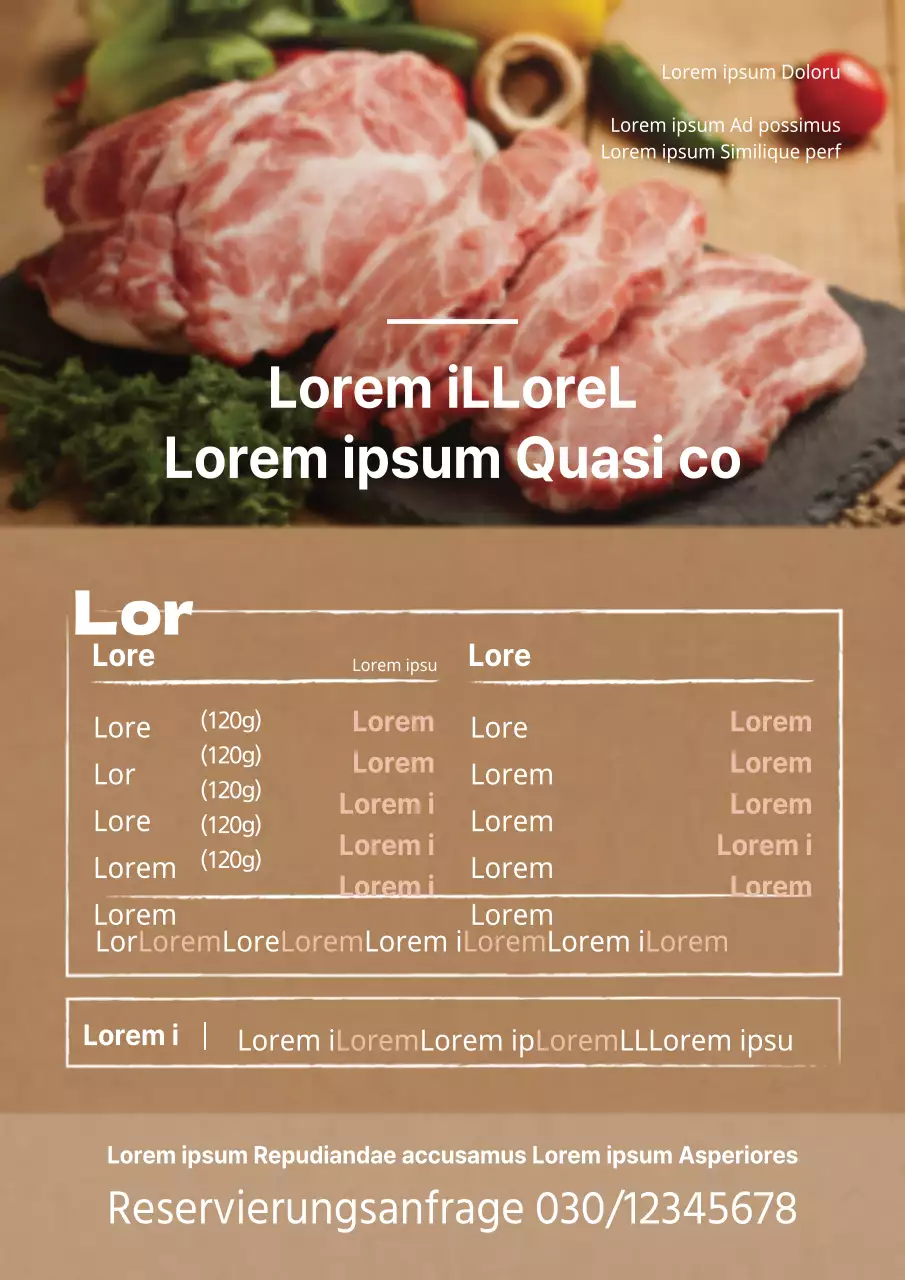 Speisekarte eines Massagesalons mit gelben und braunen Bildern von Menschen, die massiert werden