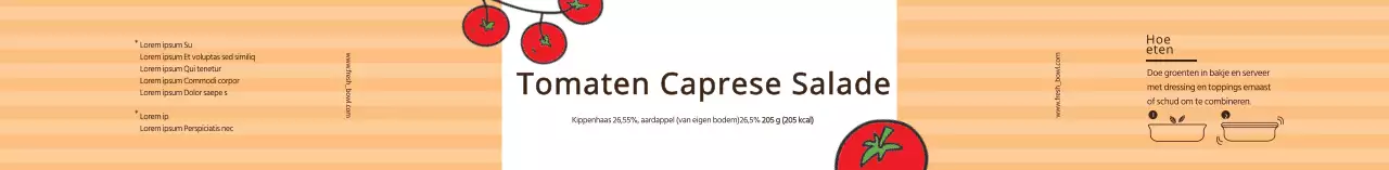 Rode geïllustreerde tomaat caprese salade label