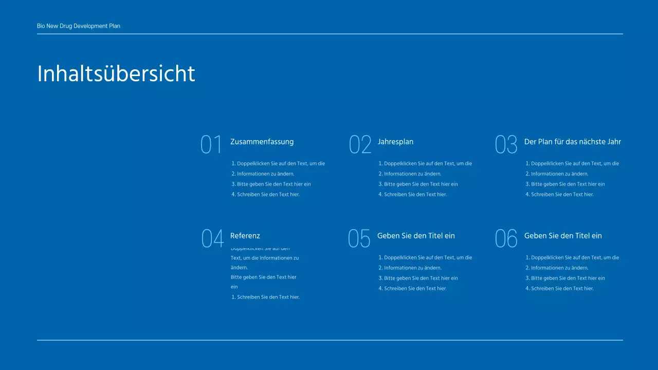 Ein sauberer, blau getönter Geschäftsplan für ein Pharmaunternehmen, das ein neues Medikament entwickelt.