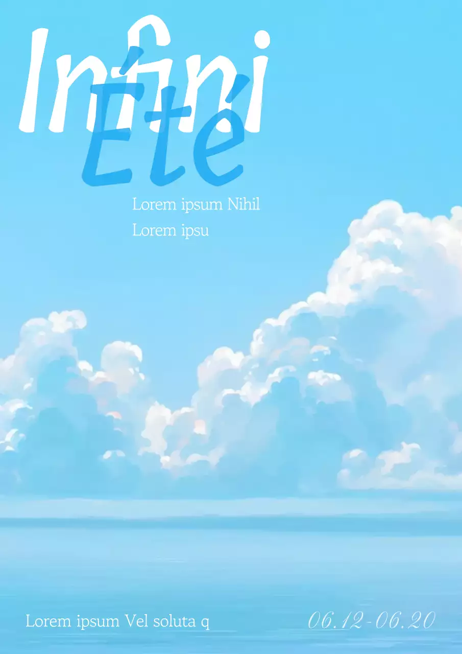 Annonce de soldes d'été frais et rafraîchissants sur fond d'illustration de ciel et de nuages