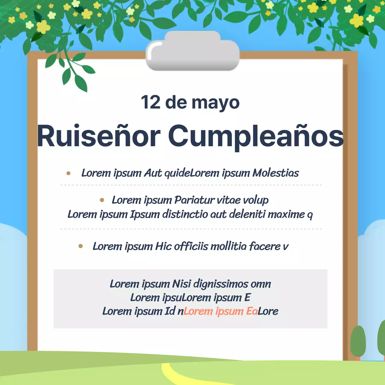 Tarjeta del Día Mundial de la Enfermera con diseño de noticias en azul