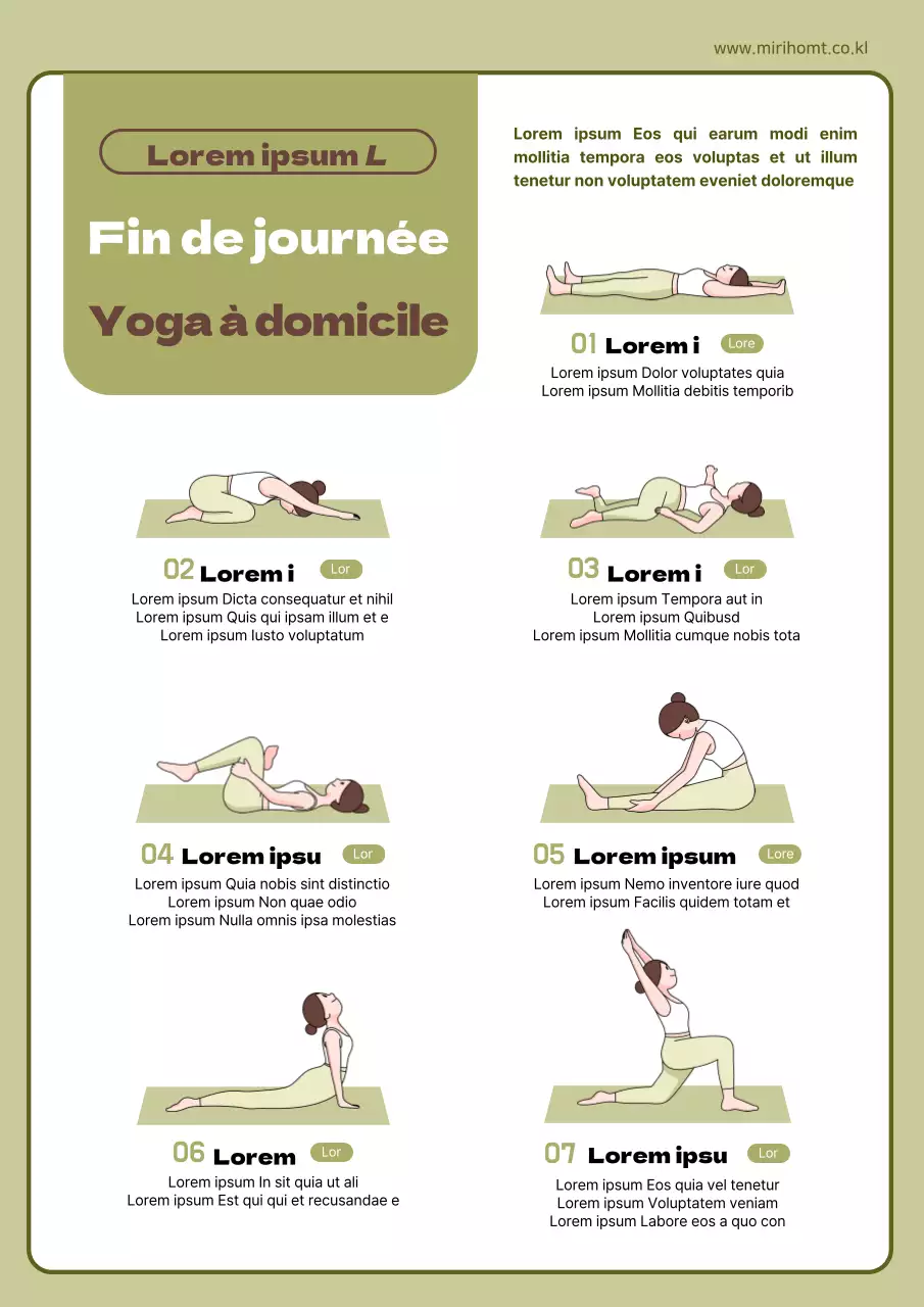 Guide des postures de yoga à domicile dans les tons verts et bruns