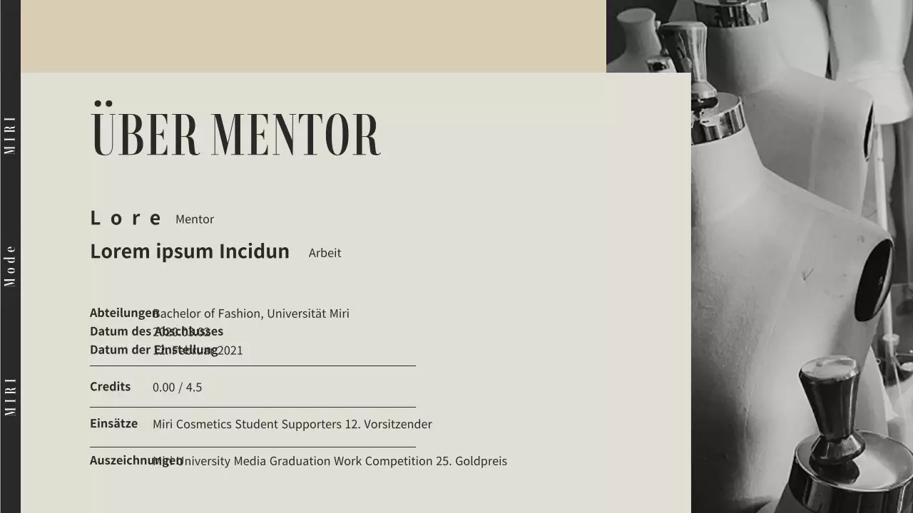 Beige und graue Modeunternehmen Beschäftigungsstrategie Mentoring Sondervortragsthema (Präsentation)