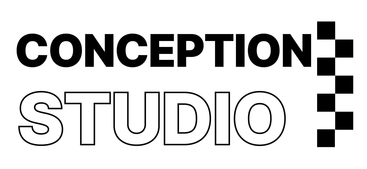 Design studio avec accents à carreaux noirs et blancs