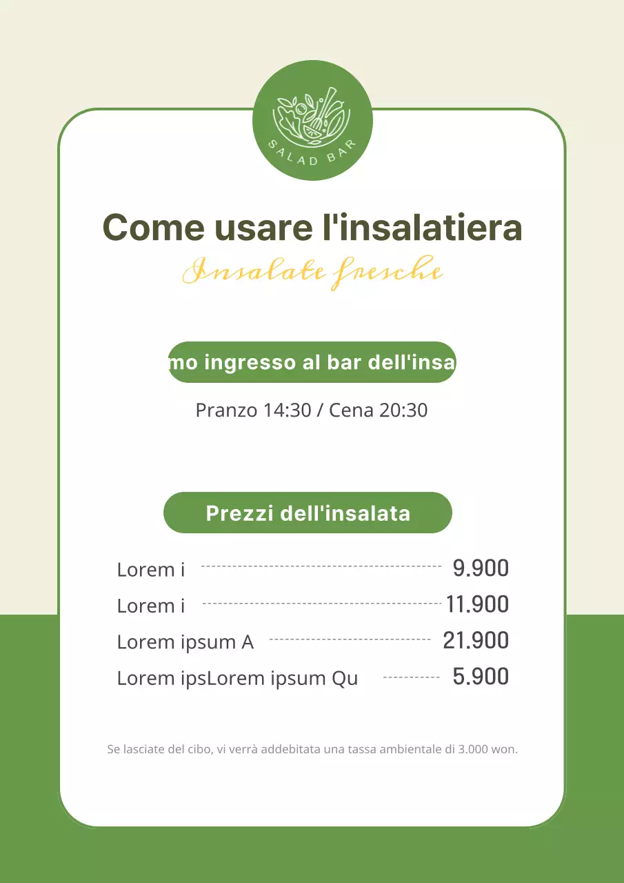 Come utilizzare l'insalatiera di Greentone Informazioni in negozio Manifesti Manifesti nell'insalatiera Annunci sulle regole d'uso