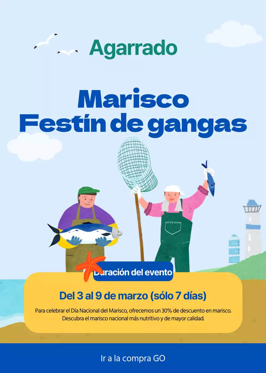 Anuncios para el acuerdo de alimentación del mar azul y blanco