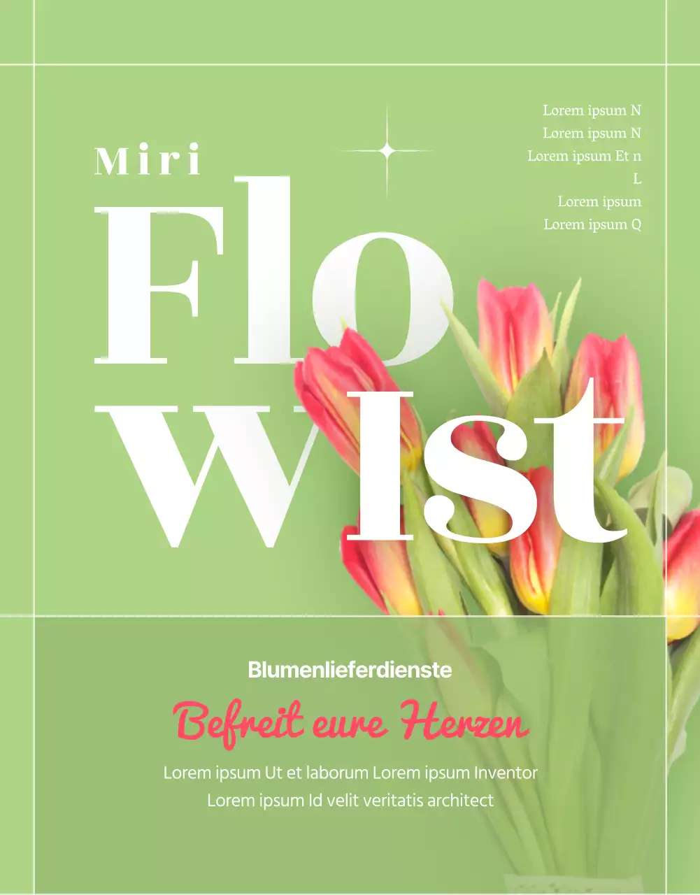 Einführung eines schönen grünen und rosafarbenen Luxusblumenlieferdienstes