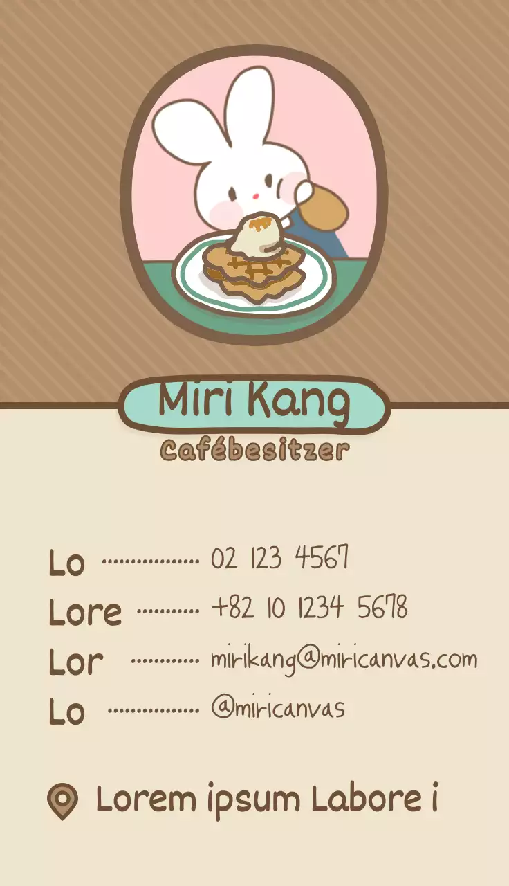 Ein Café mit niedlichen Illustrationen in Beige und Braun