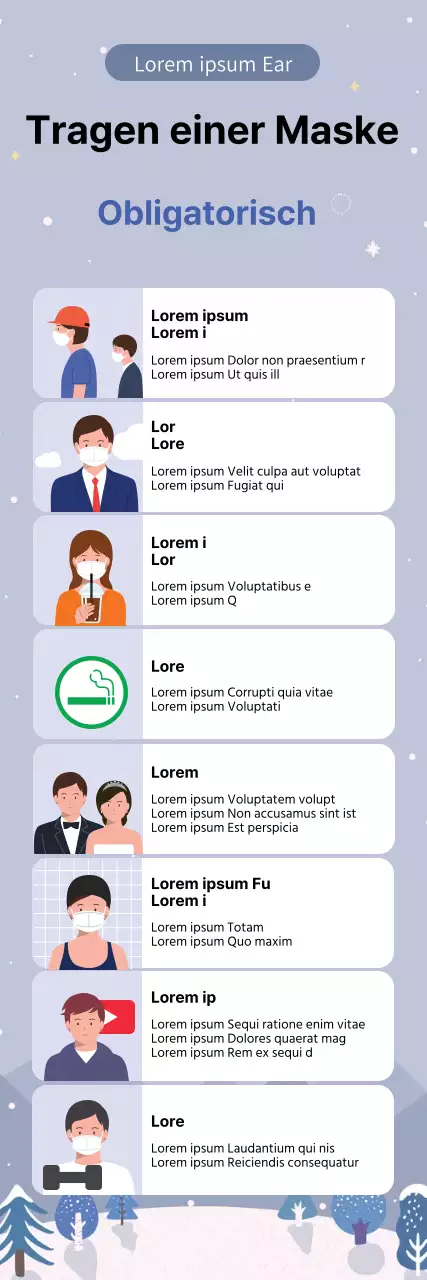 Einfacher blauer illustrierter Leitfaden zur Prävention des Coronavirus