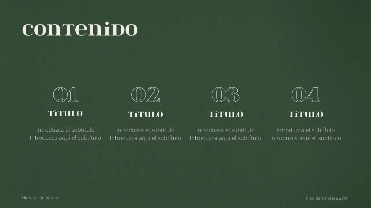 Plan de negocio para un concepto de dermocosmética verde oscuro