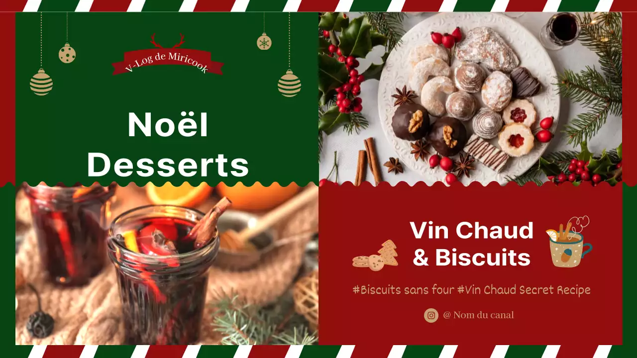 Préparer un dessert de Noël avec des photos vertes et rouges