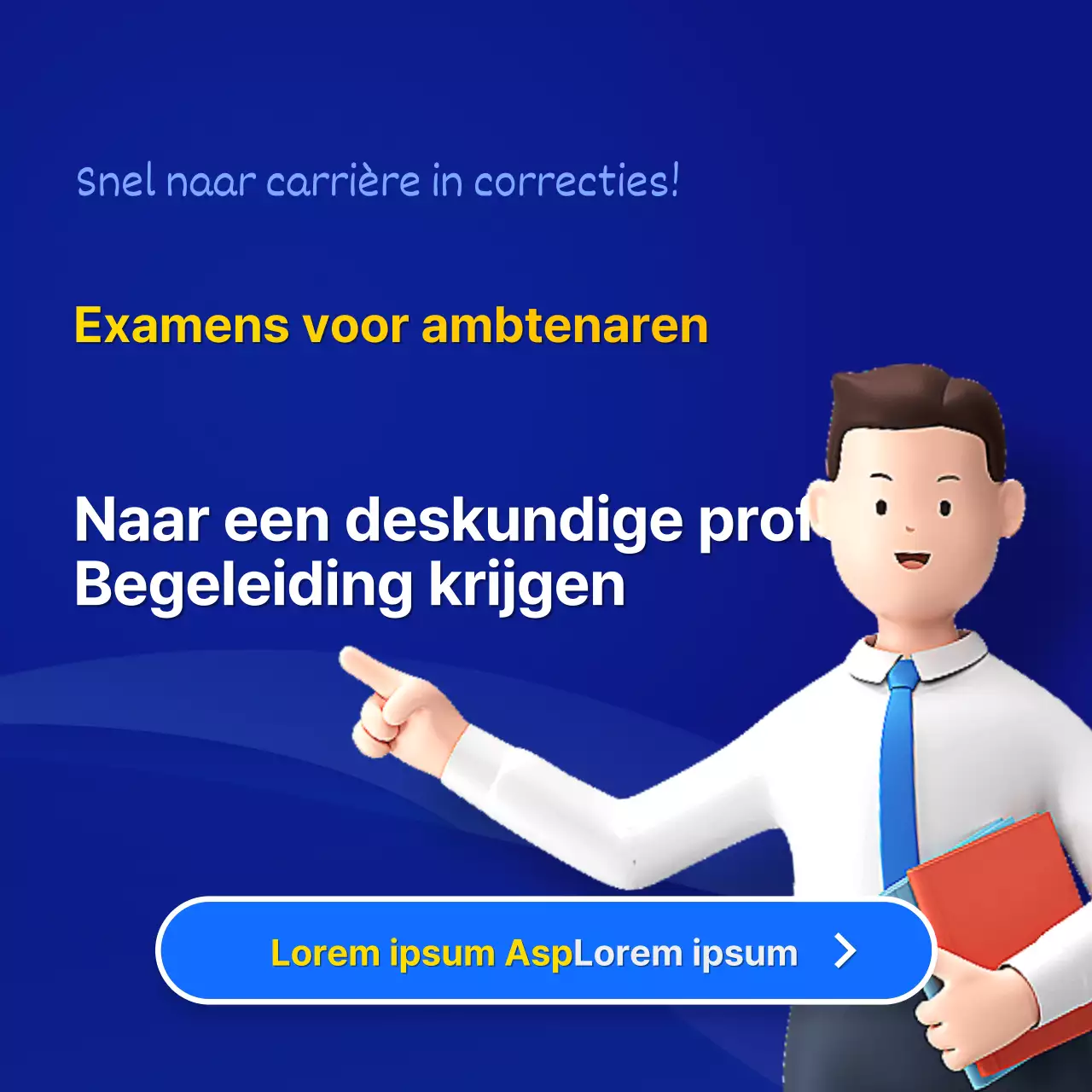 Bevorder het overleg over informatie over het ambtenarenexamen met blauwe en gele knallen