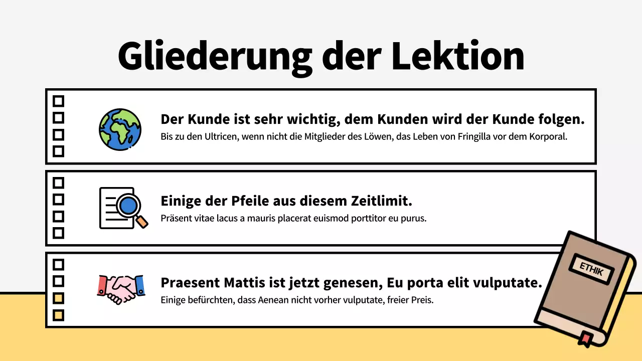 Helle und niedliche Illustrationen zu Leben und Ethik