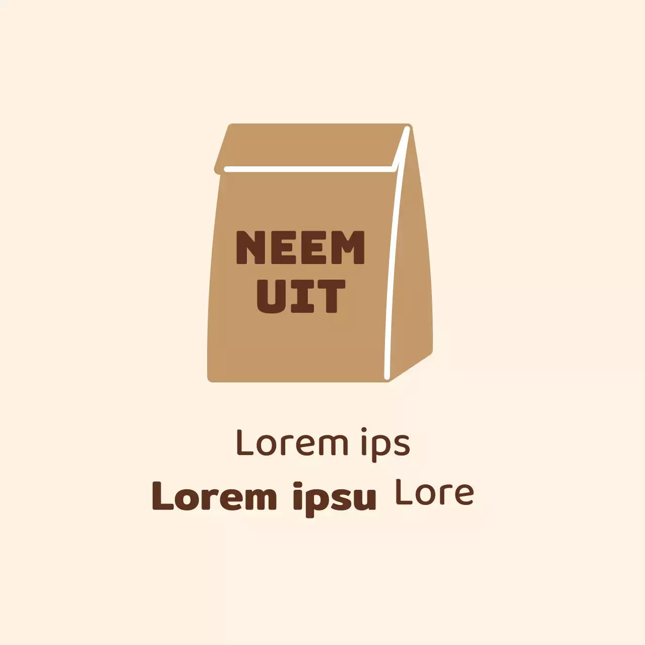 Bruine ivoorkleurige geïllustreerde winkelverpakkingsetiketten