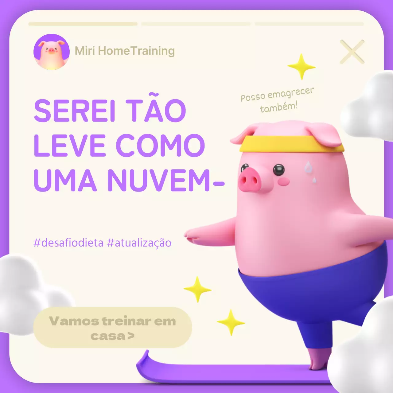 Conteúdo de formação inicial atualizado para personagens 3D em roxo e amarelo