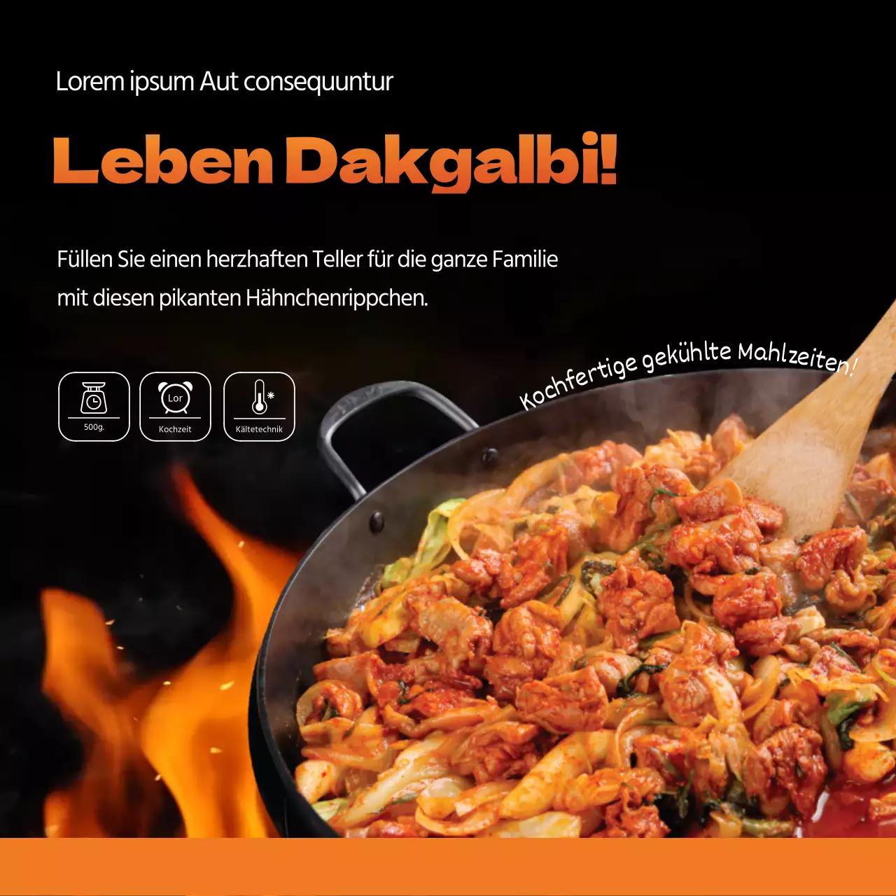 Promote Orange Black Holzkohle Grillhähnchen Meal Kit