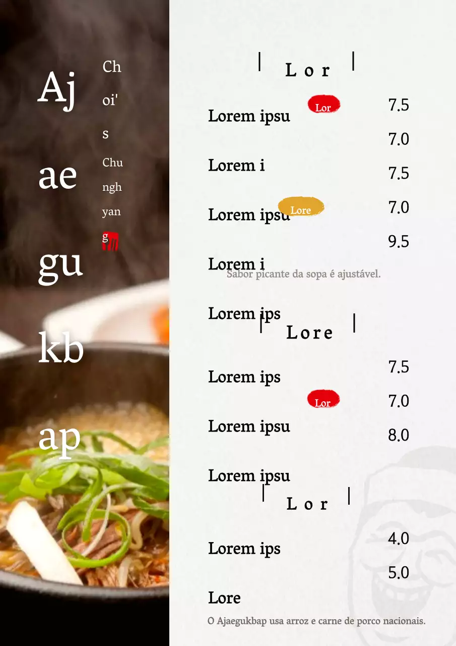 Promover o menu do seu restaurante chinês