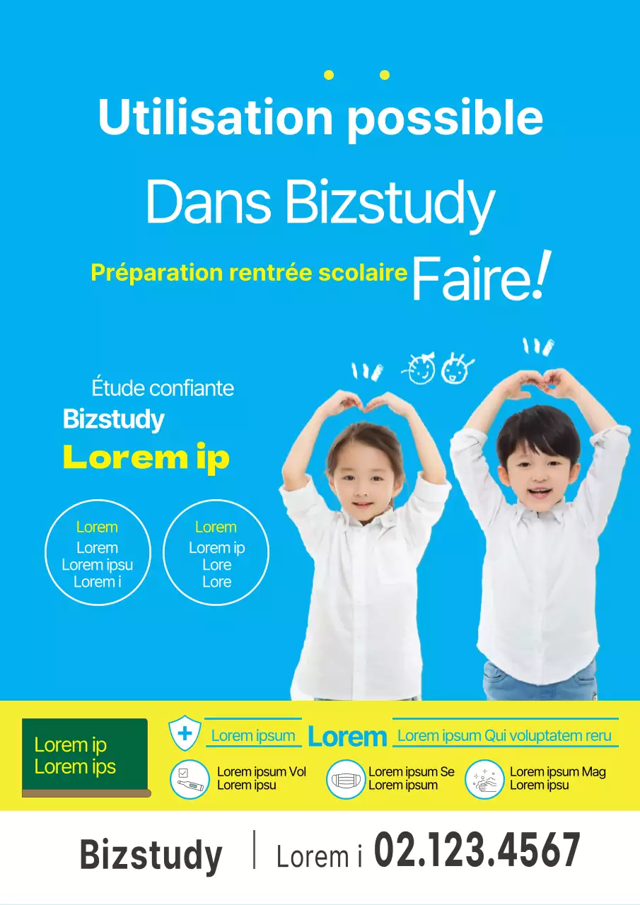 Bleu jaune photo accentuation Propreté quarantaine promotion de l'école