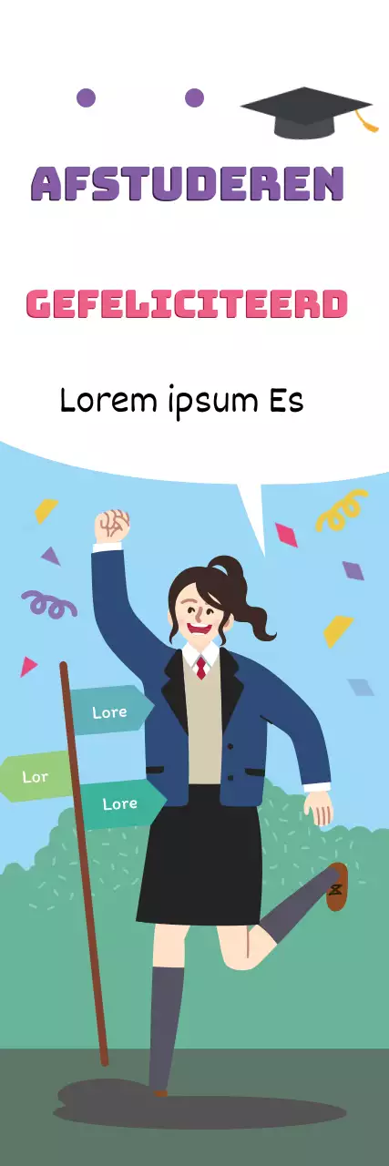 Paarse Groene Illustratie Leuke Afstudeerviering