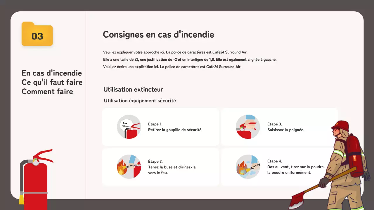 Formation à la sécurité incendie avec un concept d'explorateur de fichiers beige