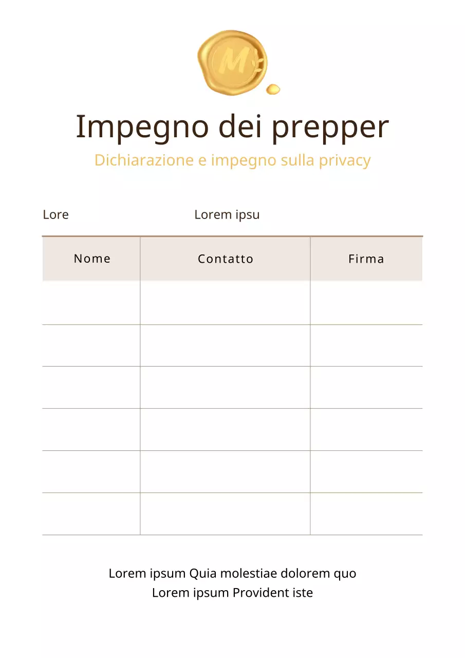L'impegno per la privacy di Escape Room in forma di tabella marrone