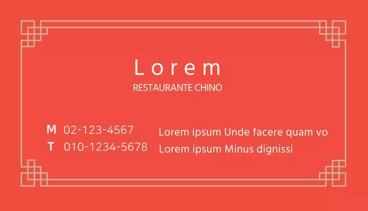 Tarjetas de visita de restaurante chino