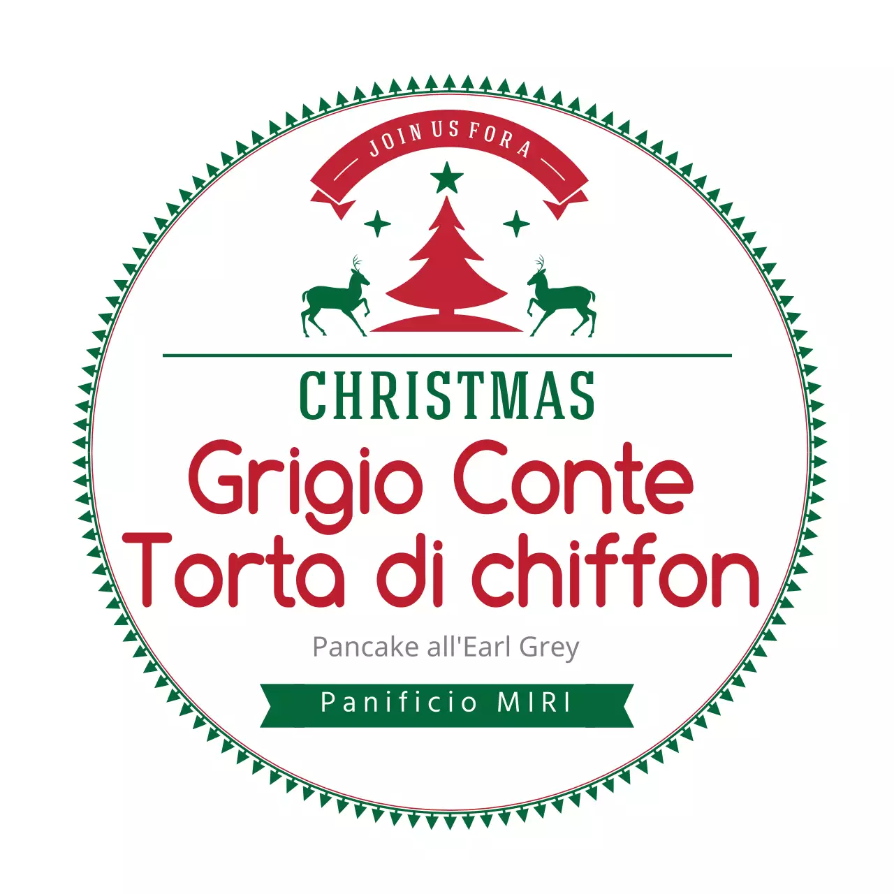 Verde Rosso Illustrazione Etichetta del panificio di Natale