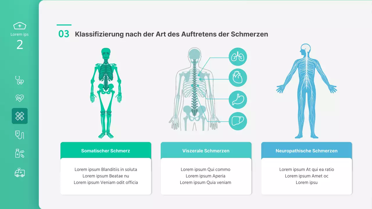 Präsentation in der Krankenpflegeklasse mit grünen Illustrationen