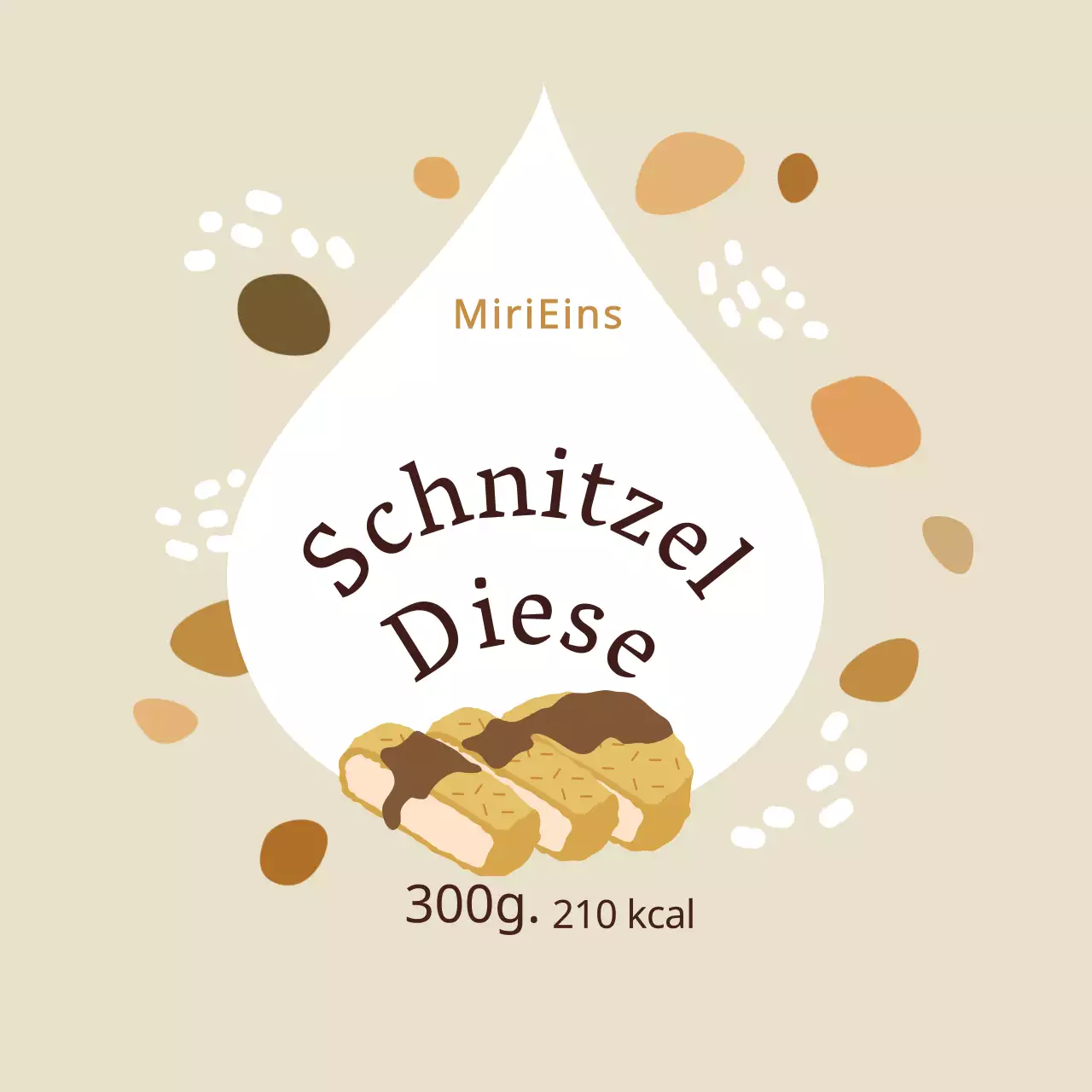 Niedliche braune bunte Schweineschnitzel-Saucenaufkleber