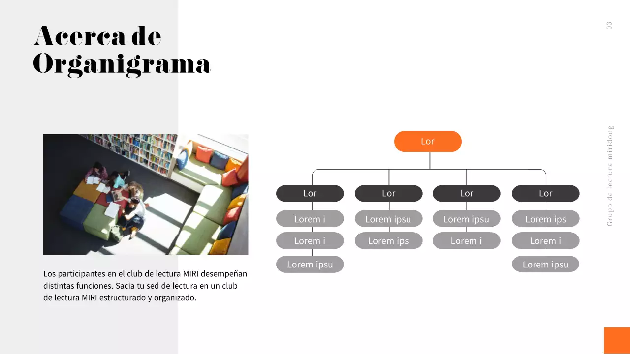 Naranja, limpio, moderno, reclutamiento para el club de lectura en un estilo libresco