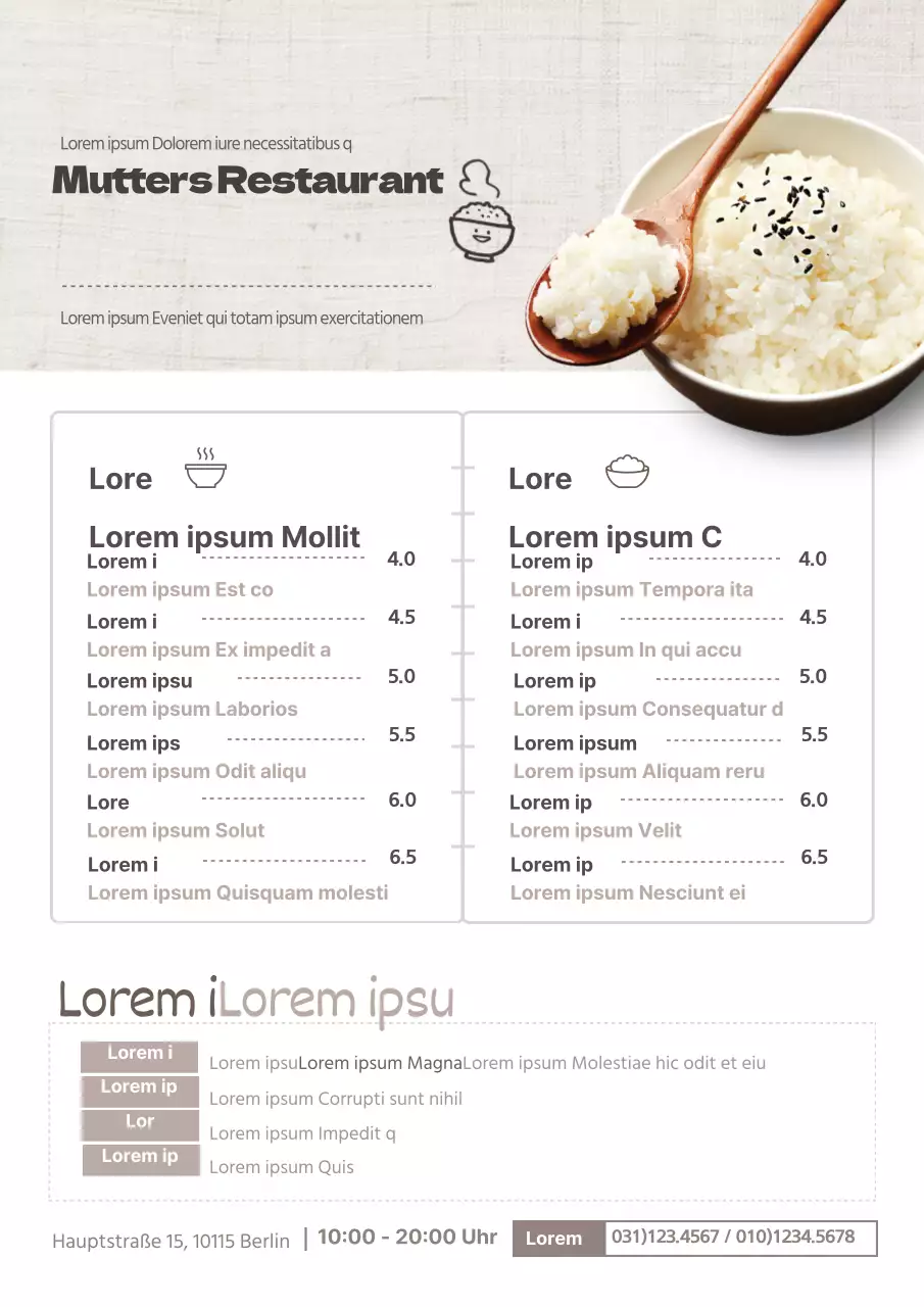 Sentimentale Café-Menütafel mit elfenbeinfarbenen Kaffeetassen