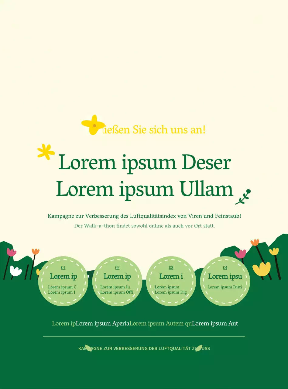 Information und Förderung der grün-gelben Kampagne für sauberes Gehen