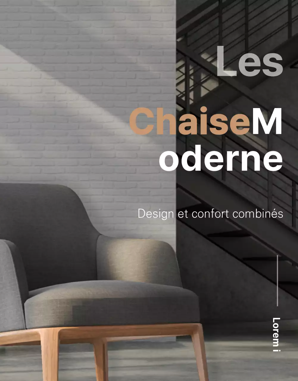 Chaise moderne simple en gris et marron
