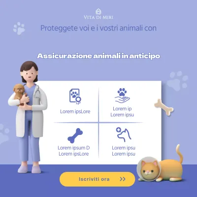Assicurazione animali domestici blu semplice 3D Square Social Media