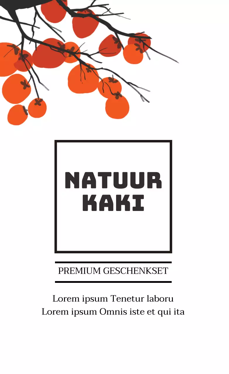 Oranje geïllustreerde gedroogde persimmon cadeauset verpakkingsetiket