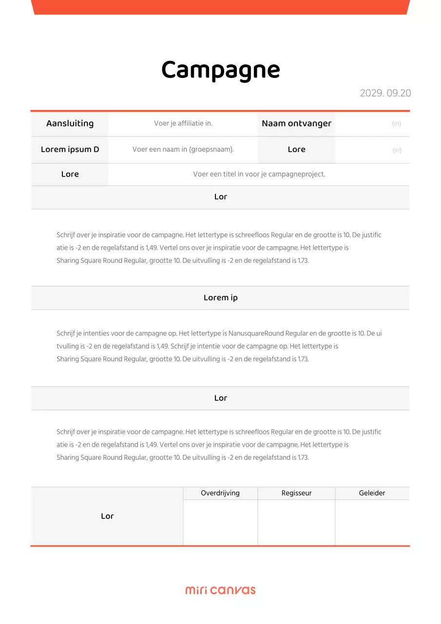 Campagnebriefing met een rood puntconcept
