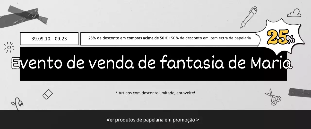 Artigos de papelaria simples e elegantes a preto e branco em promoção