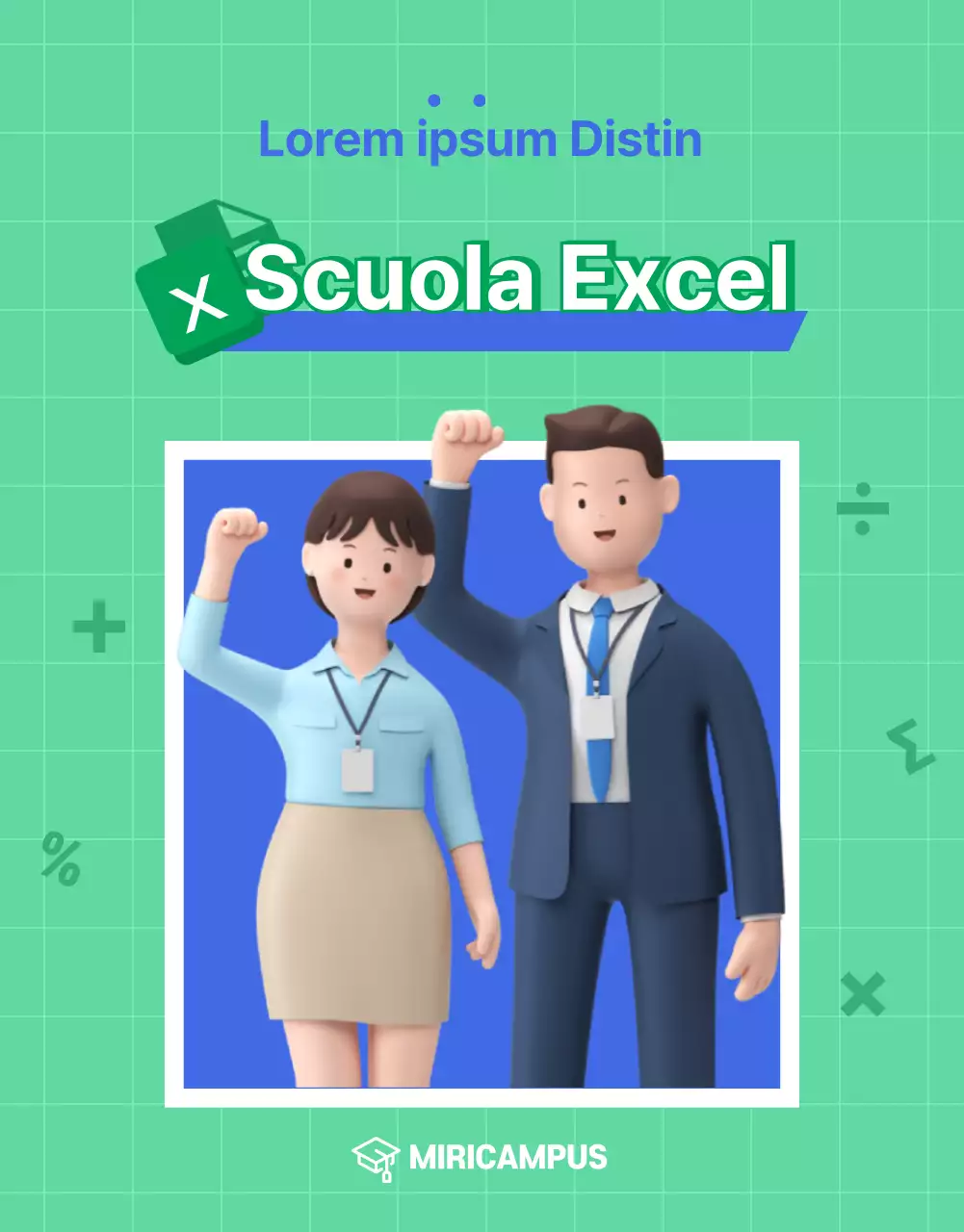 Vi presentiamo il corso online di auto-aiuto su Excel in stile kitsch verde e blu