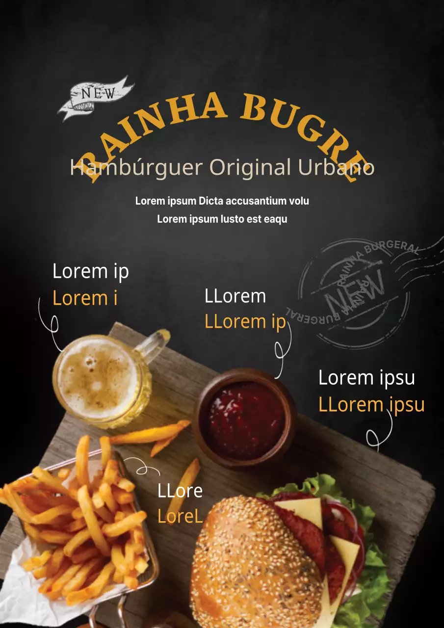 Promover novos menus com um toque manuscrito com fotografias de alimentos a preto e amarelo