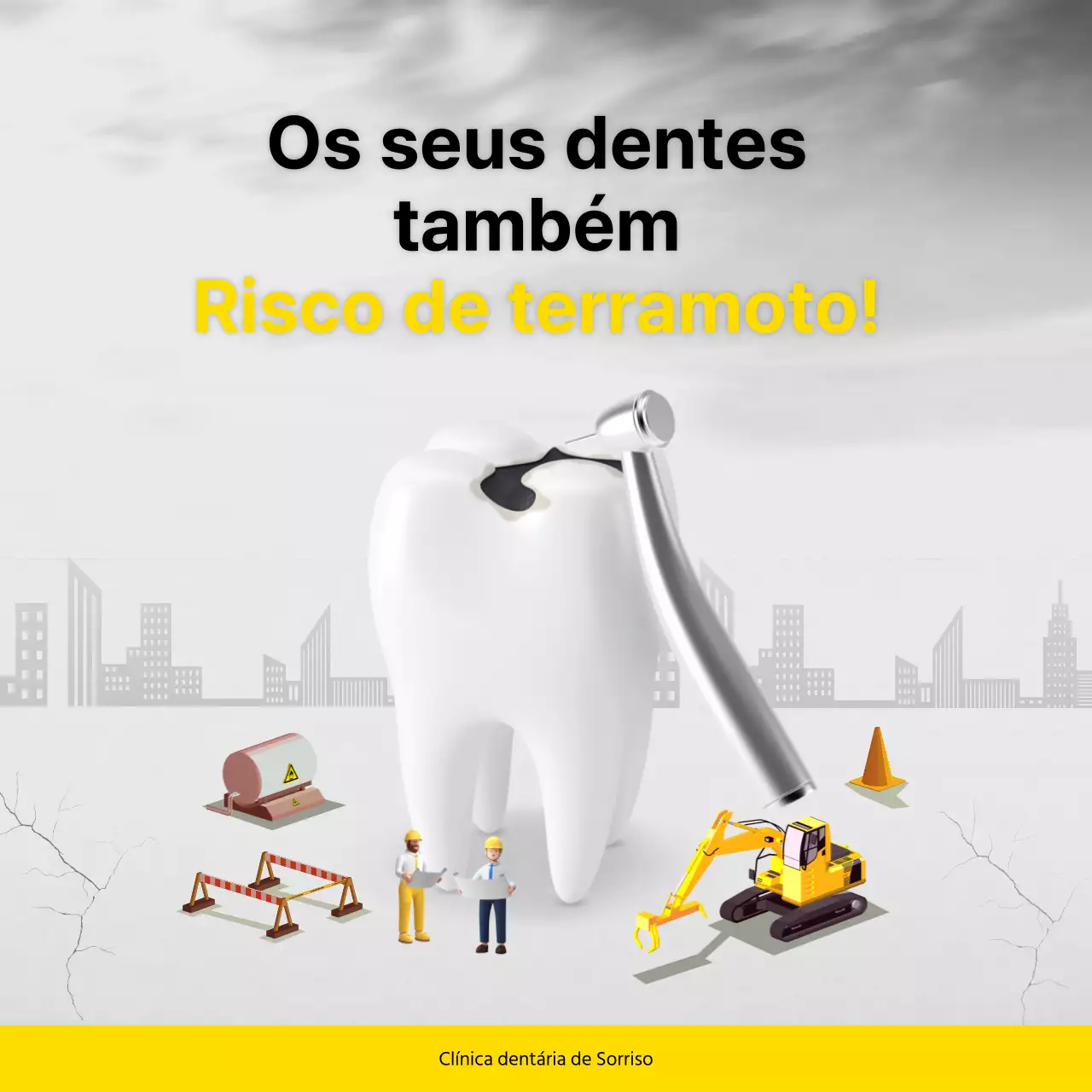 Promover um consultório dentário moderno em amarelo e cinzento