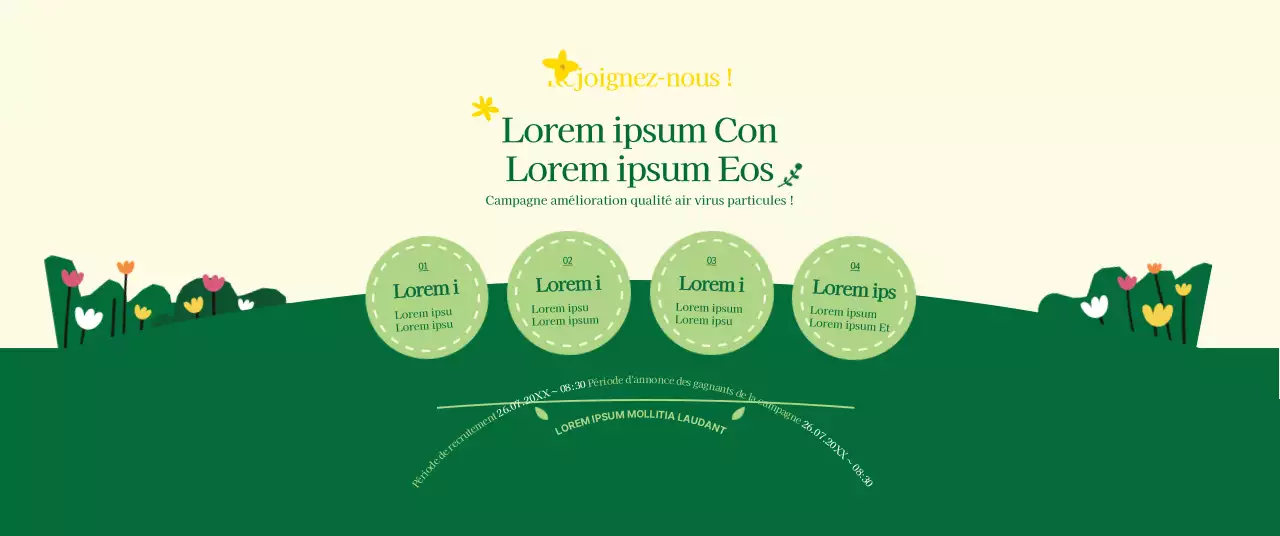 A propos de la campagne verte et jaune pour un style propre de marche au travail